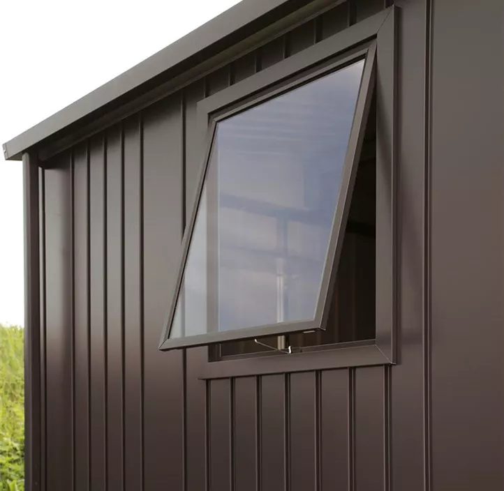 Gerätehaus AvantGarde A6 dunkelgrau mit Standardtür + Fenster