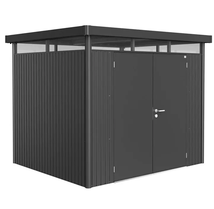 Gerätehaus HighLine H3 dunkelgrau mit Doppeltür + Fenster