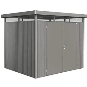 Gerätehaus HighLine H3 quarzgrau mit Doppeltür + Fenster