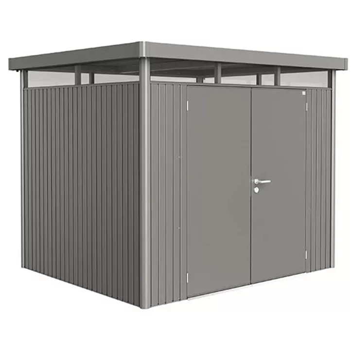 Gerätehaus HighLine H3 quarzgrau mit Doppeltür + Fenster