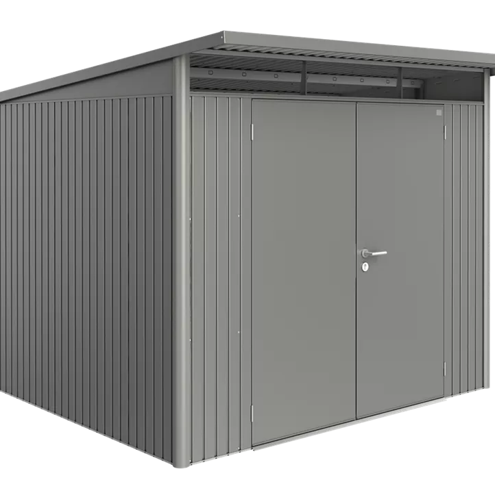 Gerätehaus AvantGarde A6 quarzgrau mit Doppeltür + Fenster