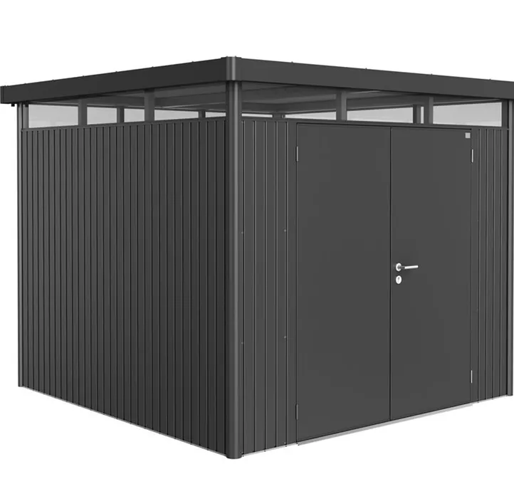 Gerätehaus HighLine H4 dunkelgrau mit Doppeltür + Fenster