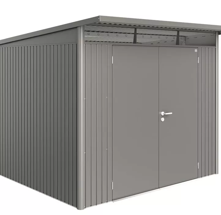 Gerätehaus AvantGarde A7 quarzgrau mit Doppeltür + Fenster