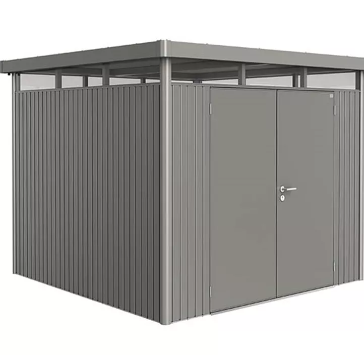 Gerätehaus HighLine H4 quarzgrau mit Doppeltür + Fenster