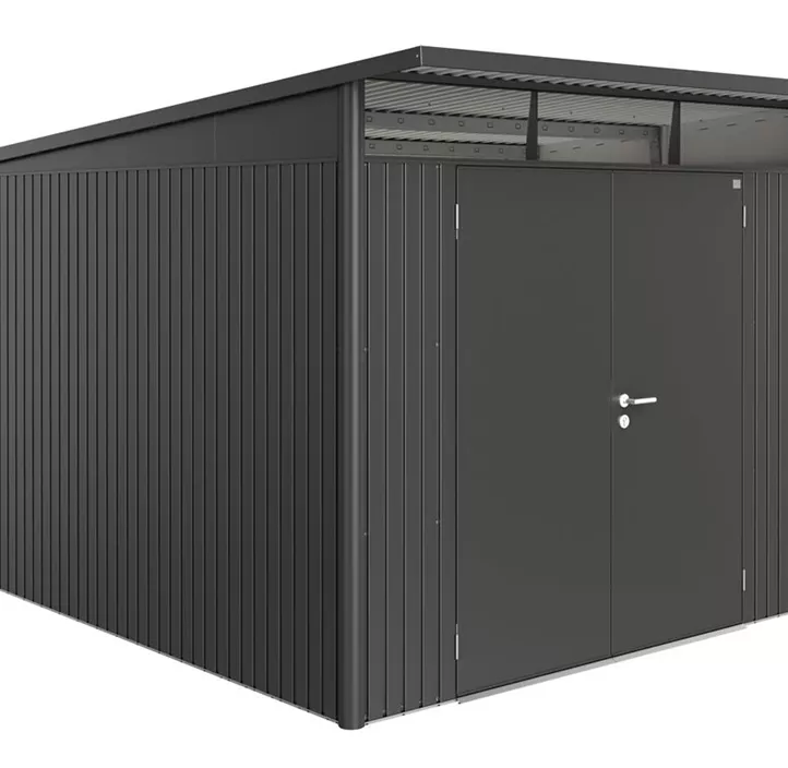 Gerätehaus AvantGarde A8 dunkelgrau mit Doppeltür + Fenster