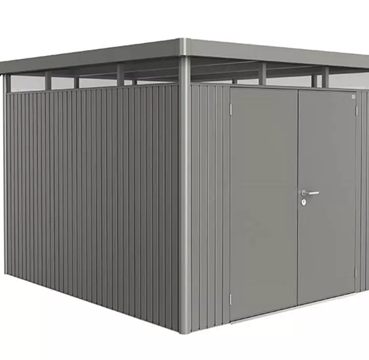 Gerätehaus HighLine H5 quarzgrau mit Doppeltür + Fenster