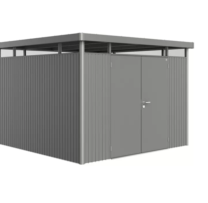 Gerätehaus HighLine H6 quarzgrau mit Doppeltür + Fenster