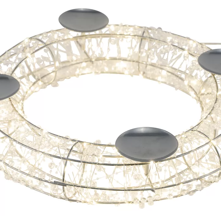 LED Metalladventskranz mit Timer, Adapter, 150 LED