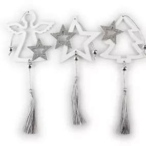 Baum/Engel/Stern mit Quaste zum Hängen