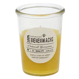 Bienenwachskerze im Glasbecher 100% BW