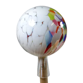 Gartenkugel Multicolor Weiß für Holzstab