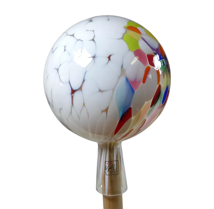 Gartenkugel Multicolor Weiß für Holzstab