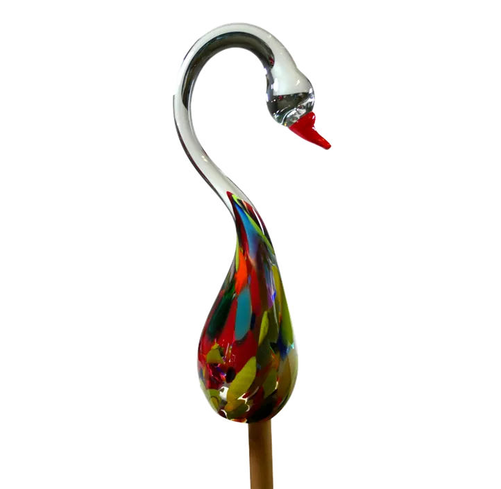 Glasschwan Multicolor Bunt für Holzstab