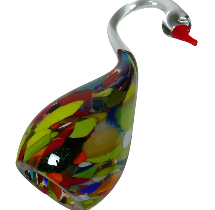 Glasschwan Multicolor Bunt für Holzstab