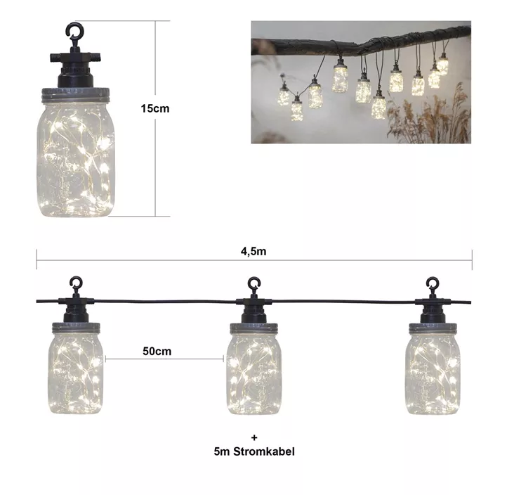 LED-Party-Kette mit Gläsern Circus Bottle, IP44