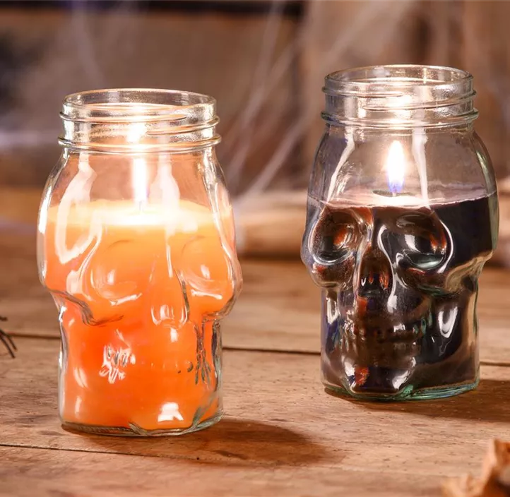 Kerze im Glas Skull