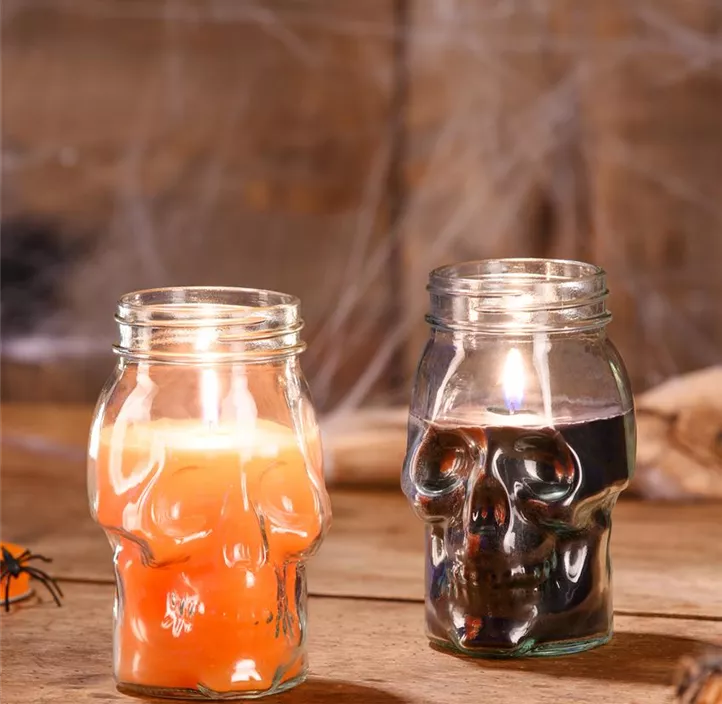 Kerze im Glas Skull