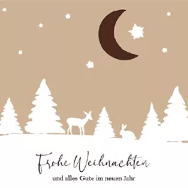 Grußkarte Reh Hase Winterlandschaft