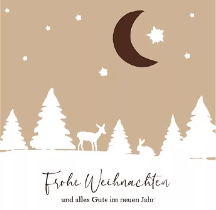 Grußkarte Reh Hase Winterlandschaft