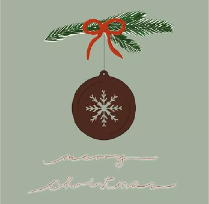 Grußkarte Tannenzweig Kugel