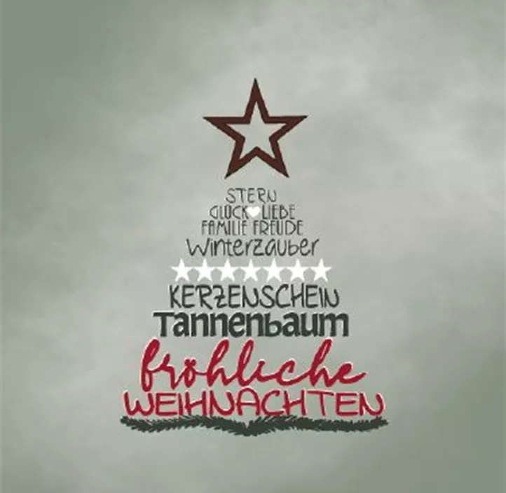 Grußkarte Weihnachtsbaum Wörter