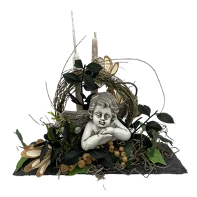 Urnen Arrangement Schieferplatte mit Engel