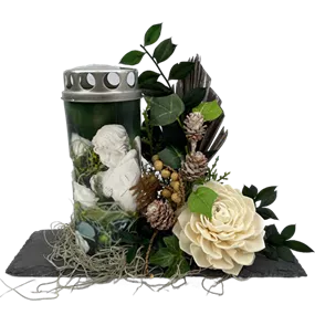 Urnen Arrangement Schieferplatte mit Kerze