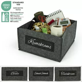 Aufbewahrungskörbchen Filz mit Schrift