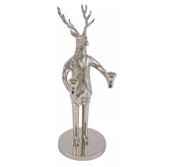 Aluhirsch mit 2 Stabkerzenhaltern