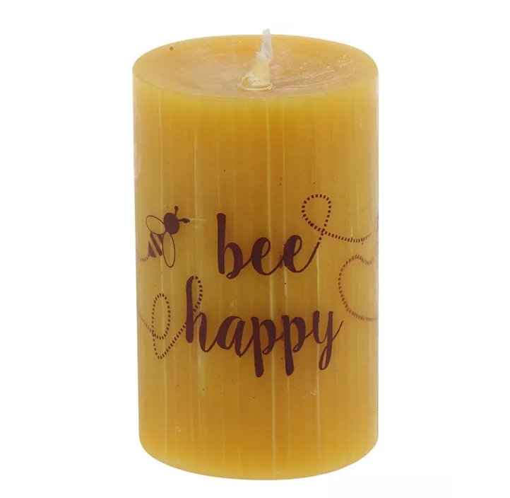 Stumpenkerze Bienenwachs Bee Happy