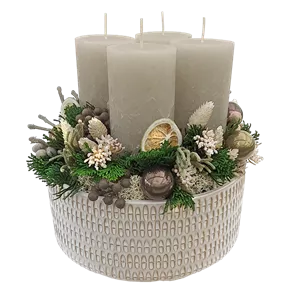 Adventgesteck mit 4 Stumpenkerzen