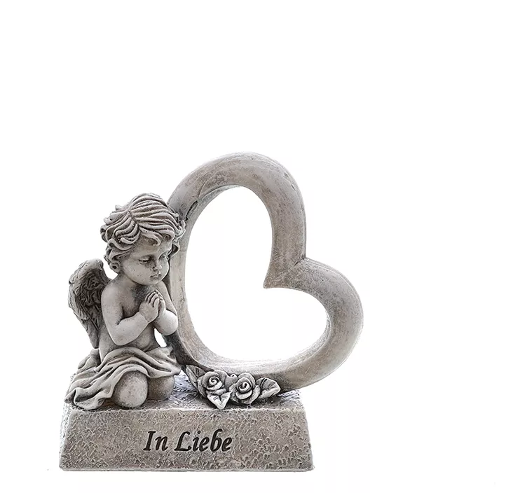 Grabdeko Engel mit Herz & Rosen