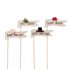 Holzstecker Fahne Silvester
