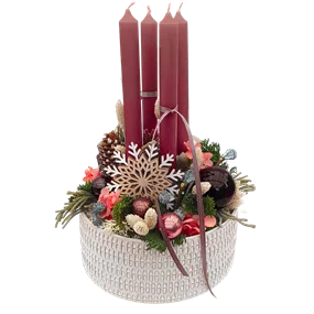 Adventgesteck mit 4 Stabkerzen