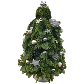 Weihnachtsbäumchen gebunden mit Schmuck