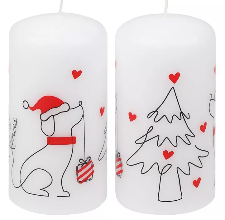 Stumpenkerze Woofy Xmas