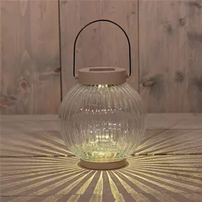 Solar Laterne aus Glas rund