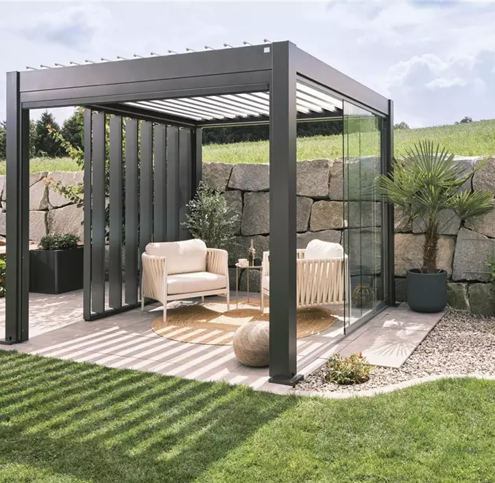 Pergola 5 x 3, dunkelgrau-silber-metallic