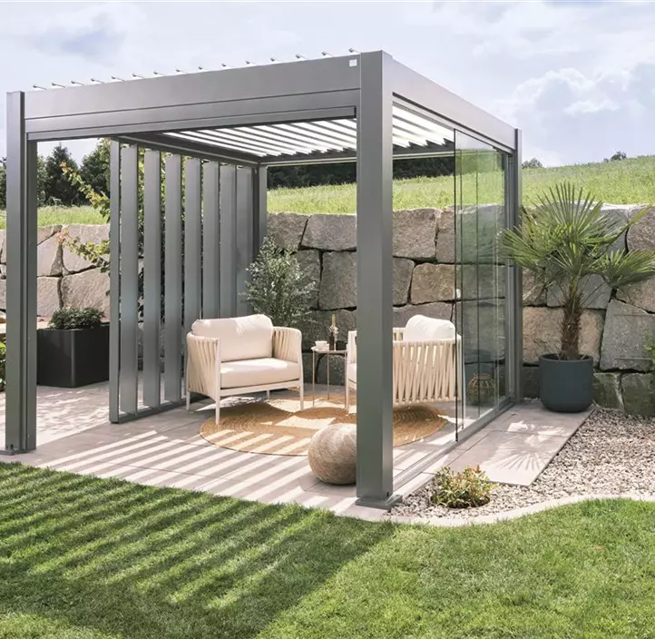 Pergola 5 x 3, quarzgrau-metallic-weiss