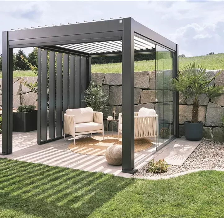 Pergola 5 x 3,5 , dunkelgrau-silber-metallic