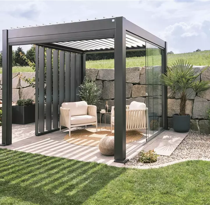 Pergola 5,5 x 3,5 , dunkelgrau-metallic-weiss