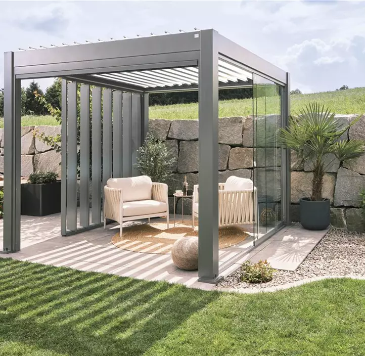 Pergola 5 x 3,5 , quarzgrau-metallic-weiss