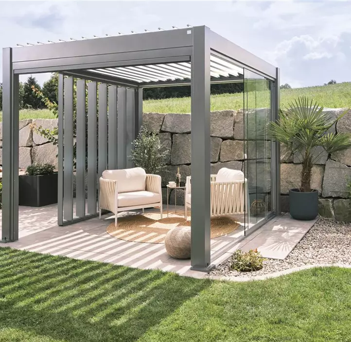 Pergola 5,5 x 3, quarzgrau-metallic-weiss