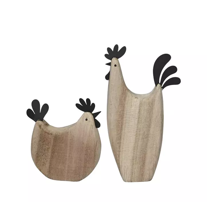 Hahn und Henne aus Holz