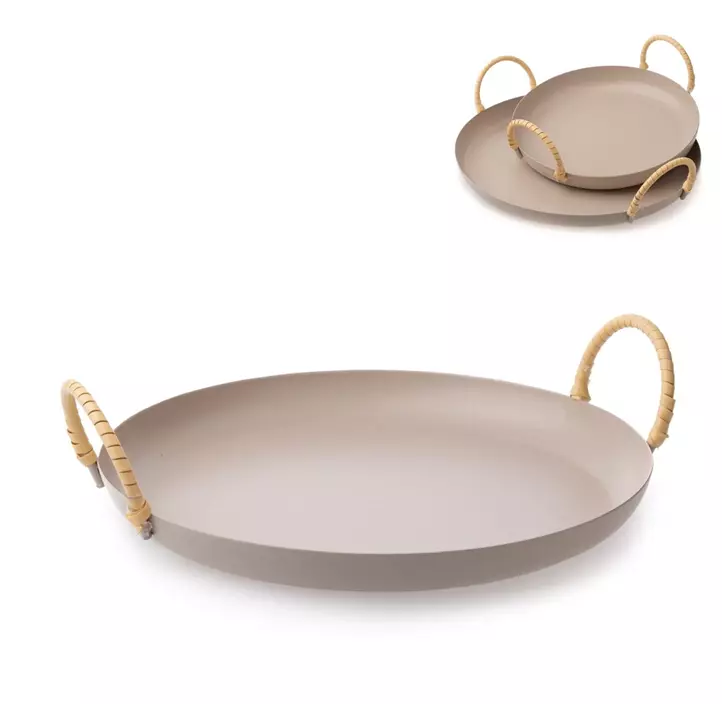 Deko Tablett aus Metall mit Griffen