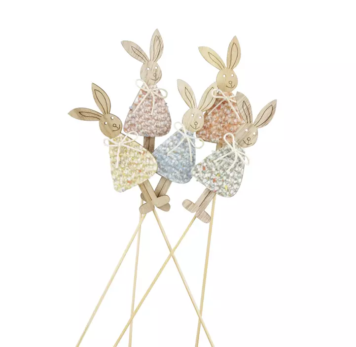 Blumenstecker Hase Wollart Holz