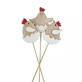 Blumenstecker Huhn am Ei