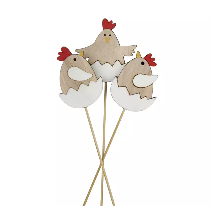 Blumenstecker Huhn am Ei