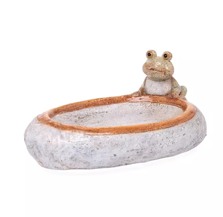 Vogeltränke mit Frosch