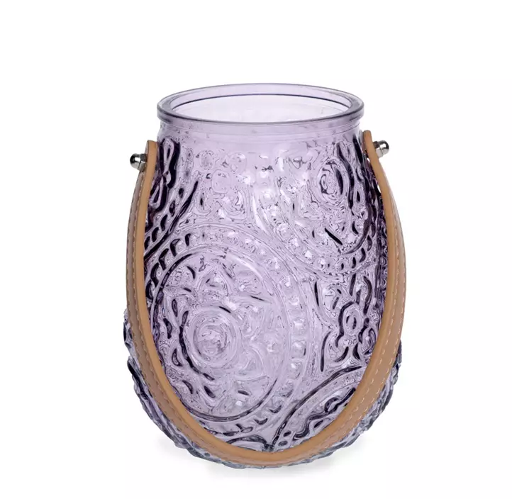 Windlicht Fleuron mit Kunstledergriff